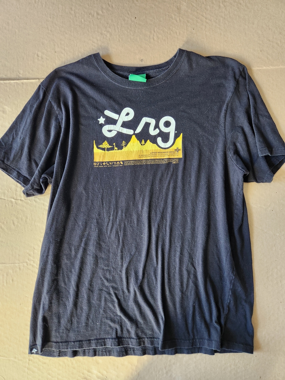 LRG Men's Black Graphic Logo Tee with Yellow And White Print
